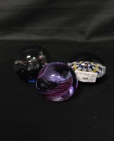 Lot 309 - THREE GLASS PAPERWEIGHTS including two by...