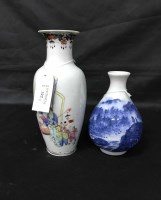 Lot 322 - PAIR OF CHINESE BALUSTER VASES and two blue...