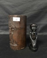 Lot 339 - 20TH CENTURY CHINESE CARVED WOOD BRUSH POT...
