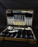 Lot 362 - PLATED SUITE OF TABLE APPOINTMENTS in oak case...