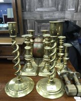 Lot 378 - LOT OF BRASS CANDLESTICKS