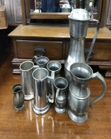 Lot 383 - TAPPIT HEN AND A LOT OF PEWTER TANKARDS