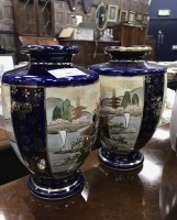 Lot 385 - PAIR OF SATSUMA VASES, SMALLER SIMILAR VASE...