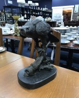 Lot 399 - REPRODUCTION BRONZED EAGLE on a wood stand