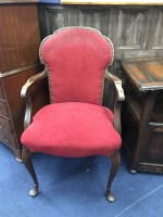 Lot 422 - PAIR OF MAHOGANY OPEN ELBOW CHAIRS