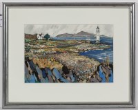 Lot 2306 - JOHN FINDLAY, LIGHTHOUSE, ARRAN gouache,...