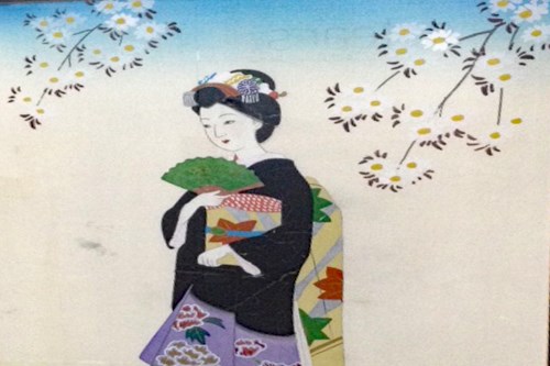 Lot 1137 - MID 20TH CENTURY JAPANESE PAINTING of a geisha...