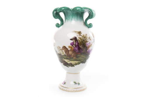 Lot 1231 - CONTINENTAL HANDPAINTED VASE of baluster form...