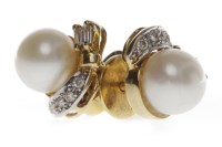Lot 760 - PAIR OF FOURTEEN CARAT GOLD PEARL AND DIAMOND...
