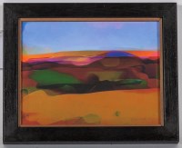 Lot 2342 - DOUGLAS THOMSON, FLAT LAND monoprint on canvas,...