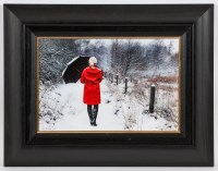 Lot 2200A - GERARD BURNS, RED COAT IN WINTER oil on canvas,...
