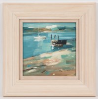 Lot 2208A - * MARY DAVIDSON BOATS AT PORT APPIN gouache on...