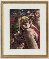 Lot 2241 - * PETER HOWSON OBE, ANGELS AND DEMONS pastel...