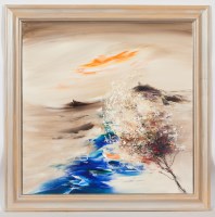 Lot 2374 - BILL BLACKWOOD, WHITE BLOSSOM AT BARDOWIE oil...