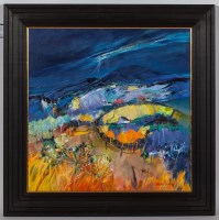 Lot 2382 - SHELAGH CAMPBELL, EVENING SCORAIG acrylic on...