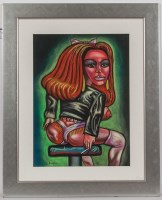 Lot 2385 - * ALLY THOMPSON, MISS NAUGHTY pastel on paper,...
