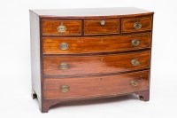 Lot 727 - REGENCY MAHOGANY BOW-FRONTED CHEST with line...