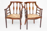Lot 728 - EDWARDIAN INLAID MAHOGANY ARMCHAIR with...