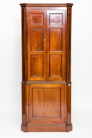 Lot 734 - VICTORIAN MAHOGANY LINE INLAID CORNER CUPBOARD...