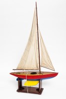 Lot 790 - LARGE PAINTED WOODEN POND YACHT the hull...
