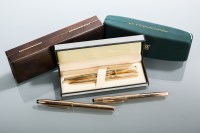 Lot 796 - FOUR GOLD PLATED FOUNTAIN PENS including two...