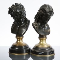 Lot 797 - TWO 19TH CENTURY BRONZE BUSTS OF NEOCLASSICAL...