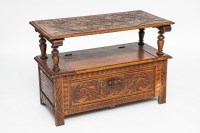 Lot 815 - EARLY 20TH CENTURY CARVED OAK MONK'S BENCH...