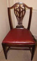 Lot 849 - SET OF SIX MAHOGANY DINING CHAIRS on tapered...