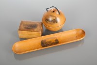 Lot 867 - THREE BIRCH MAUCHLINE WARE ITEMS including a...