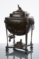 Lot 870 - LATE 19TH CENTURY PATINATED METAL SAMOVAR with...