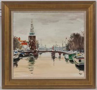 Lot 2432 - * NORMAN EDGAR RGI, CANAL SCENE, AMSTERDAM oil...