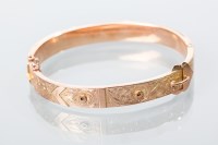 Lot 1668 - VICTORIAN NINE CARAT GOLD BUCKLE BANGLE with...