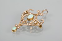 Lot 1673 - EDWARDIAN OPAL AND SEED PEARL HOLBEIN of...