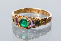 Lot 1679 - VICTORIAN FIFTEEN CARAT GOLD RING set with...