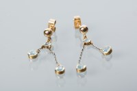 Lot 1681 - PAIR OF AQUAMARINE DROP EARRINGS each with...