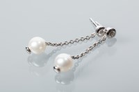 Lot 1689 - PAIR OF MIKIMOTO PEARL AND DIAMOND EARRINGS...