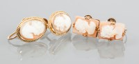 Lot 1696 - PAIR OF FOURTEEN CARAT GOLD CAMEO EARRINGS of...