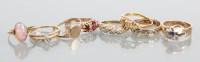 Lot 1700 - GROUP OF SEVEN GOLD RINGS five in nine carat...