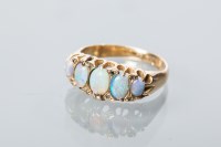 Lot 1704 - VICTORIAN OPAL AND DIAMOND FIVE STONE RING set...