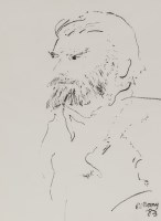 Lot 2439 - * JOHN BELLANY, PORTRAIT OF A FRIEND charcoal...