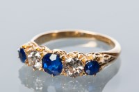 Lot 1727 - FINE EDWARDIAN SAPPHIRE AND DIAMOND FIVE STONE...