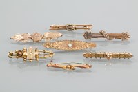 Lot 1742 - GROUP OF SEVEN VICTORIAN BAR BROOCHES four...