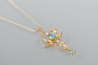 Lot 1789 - EDWARDIAN TOPAZ AND SEED PEARL SET PENDANT ON...