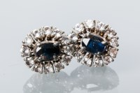 Lot 1798 - PAIR OF BLUE AND WHITE SAPPHIRE CLUSTER...