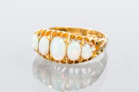 Lot 1811 - VICTORIAN OPAL FIVE STONE RING set with five...