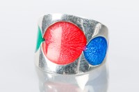 Lot 1826 - DANISH SILVER ENAMELLED RING by Erik Steen...