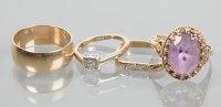 Lot 1853 - GROUP OF FOUR NINE CARAT GOLD RINGS comprising...