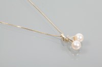 Lot 1865 - PEARL AND DIAMOND PENDANT ON CHAIN set with...