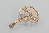 Lot 1896 - EDWARDIAN AMETHYST AND SEED PEARL HOLBEIN of...