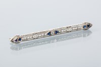 Lot 1897 - AMERICAN ART DECO SAPPHIRE AND DIAMOND BAR...